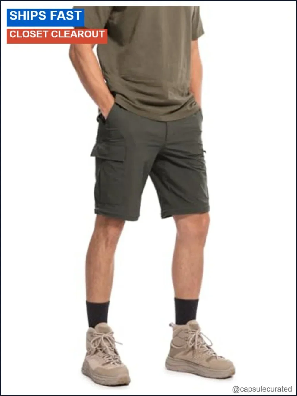 Convertible Hiking Pants Quick-Dry 4-Way Stretch Cargo Zip-Off